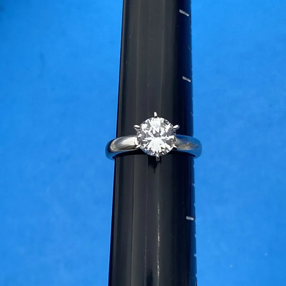 NVDR Signed 925 Sterling Silver Round CZ Solitaire Engagement Ring Sz 8 4.4g Tag